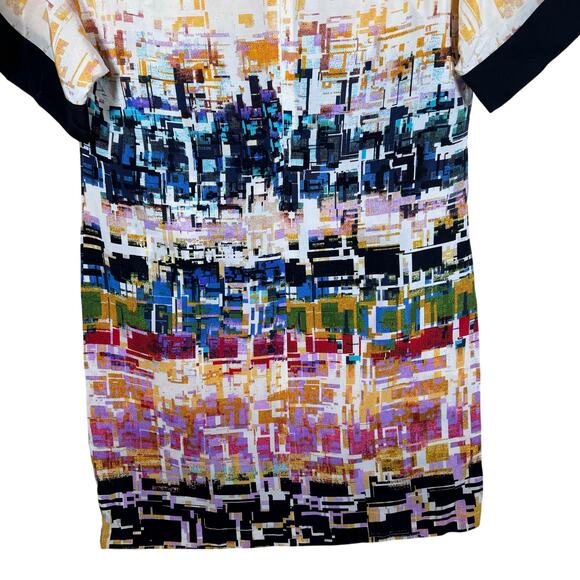 Donna Morgan Silk Abstract Print Colorful Sheath Dress Women's 10 Artsy Business - Picture 6 of 10